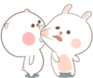😁 кролик, медведь, поцелуй, милый, животное, стикер telegram sticker