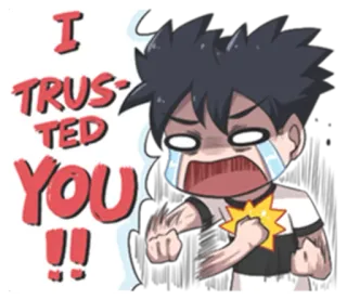 😭 I TRUSTED YOU!! anime, trust, sad, betrayal, upset, cartoon telegram sticker