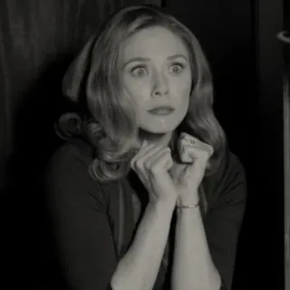 😳 Wanda Maximoff WandaVision элизабет олсен, вандавижн, марвел, супергерой, испуганная, женщина whatsapp sticker