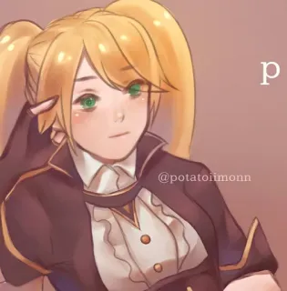 🦄 p anime, girl, blonde, ponytail, character, female, art telegram sticker