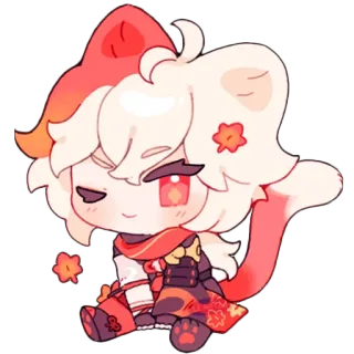 😉 fofo, kawaii, chibi, vermelho, branco, ilustração, desenho animado telegram sticker