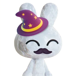 ⚪ rabbit, wizard, hat, cartoon, mascot, magic whatsapp sticker