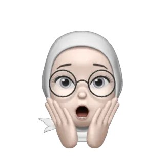 🦴 Emoji, Frau, Hijab, Überrascht, Brille, Cartoon telegram sticker