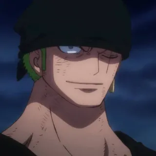 🧩 Zoro One Piece Anime, Pirata, Spadaccino, Cicatrice, Capelli verdi telegram sticker