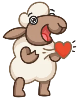 ❤ ovelha, animal, desenho animado, coração, amor, fofo, personagem telegram sticker