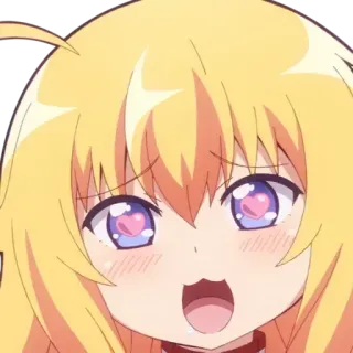 😍 Anime, Garota, Fofa, Feliz, Corações, Cabelo loiro, Desenho animado telegram sticker