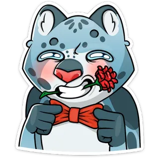 🌷 animal, cat, snow leopard, flower, cartoon, bow tie, cute telegram sticker