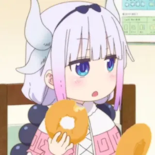 🍚 Kanna Kamui Miss Kobayashi's Dragon Maid Anime, Dragão, Rosquinha, Fofo, Kanna, Kanna Kamui whatsapp sticker