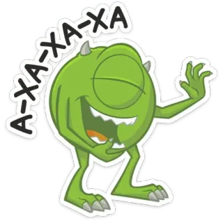 😀 Mike Wazowski Monsters, Inc. AXA-XA-XA Mike Wazowski, Monsters, Inc., laughing, green monster, cartoon, funny telegram sticker