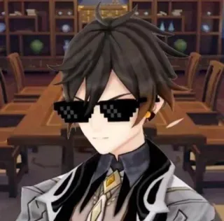 😎 Zhongli Genshin Impact zhongli, genshin impact, солнцезащитные очки, персонаж, аниме telegram sticker