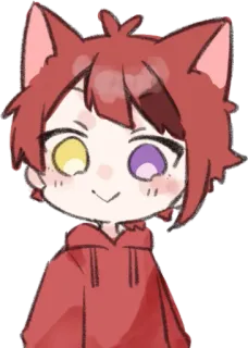 🙂 漫画, アニメ, 可愛い, 赤, 猫, 耳 telegram sticker