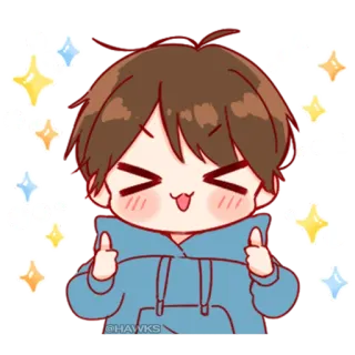💞 anime, kawaii, cute, sparkles, thumbs up, boy telegram sticker
