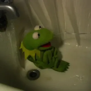 🐸 Kermit Kermit si Kodok, kodok, boneka, Muppet, mandi, sedih, hijau telegram sticker