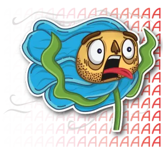 😰 AAAAA bunga, teriakan, ekspresi, kartun, tanaman, kesusahan, panik whatsapp sticker