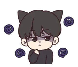 🌀 cartoon, cute, anime, cat ears, bored, sad, sticker telegram sticker