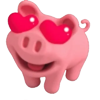 😍 돼지, 동물, 하트 눈, 귀여운, 사랑, 만화 whatsapp sticker