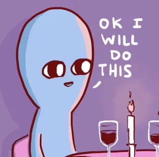 👍 OK I WILL DO THIS 宇宙人, ろうそく, ワイン, ディナー, 漫画 telegram sticker