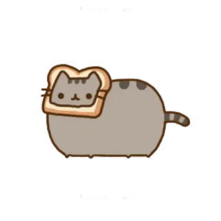 🐱 Pusheen kat, Pusheen, brood, schattig, cartoon, sticker telegram sticker