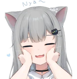 🙊 애니메이션 소녀, 고양이 귀, 귀여운, 행복한, 웃는 telegram sticker
