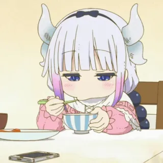 ✨ Kanna Kamui Miss Kobayashi's Dragon Maid Anime, Fofo, Kanna, Dragão, Comendo telegram sticker