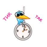 ⏳ clock, bird, cartoon, time, whimsical telegram sticker