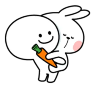 😴 lapin, carotte, mignon, joyeux, câlin, animal, dessin animé telegram sticker