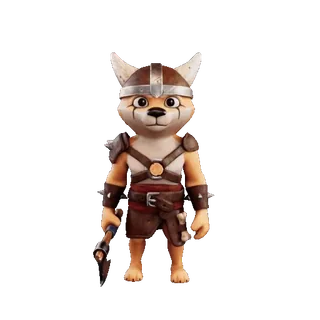 💪 viking, cachorro, desenho animado, armadura, arma telegram sticker