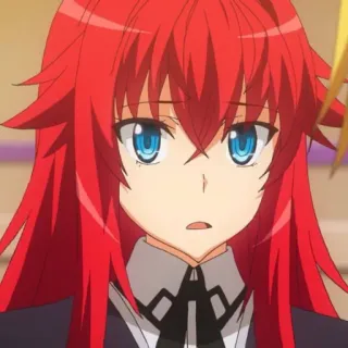 🩸 Rias Gremory High School DxD animé, cheveux roux, yeux bleus, femme, dessin animé whatsapp sticker
