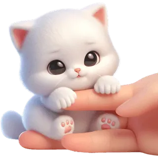 ☺️ gatto, gattino, carino, animale, animale domestico, bianco, mano, cartone animato telegram sticker