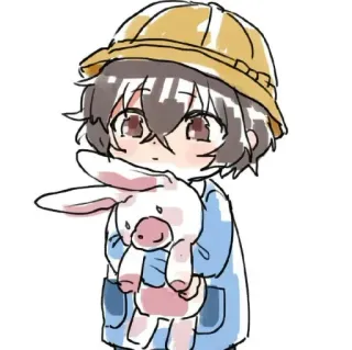 🍂 애니메이션, 아이, 귀여운, 카와이, 봉제인형, 토끼, 모자 telegram sticker