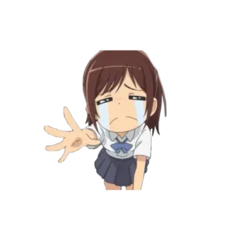 😭 anime, chorando, menina, triste, uniforme escolar telegram sticker