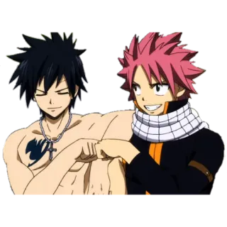 🤜 Natsu Dragneel, Gray Fullbuster Fairy Tail Anime, Fairy Tail, Natsu, Gray, Amigos telegram sticker