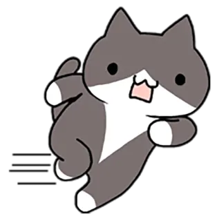🏃 chat, animal, autocollant, dessin animé, mignon, gris, blanc whatsapp sticker