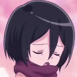 😪 Mikasa Ackerman Attack on Titan Anime, Mangá, Ataque dos Titãs, Mikasa Ackerman, Chibi, Sonolento telegram sticker