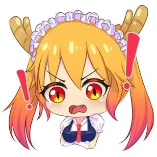 ❗️ Anime, Dibujos animados, Enojado, Exclamación, Chibi, Dragón telegram sticker