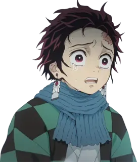 😢 Tanjiro Kamado Demon Slayer Tanjiro, Demon Slayer, anime, character, crying telegram sticker