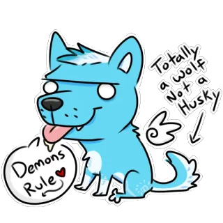 🚫 Demons Rule cão, husky, lobo, desenho animado, fofo, demônios, animal de estimação, animal telegram sticker