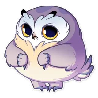 👎 猫头鹰, 鸟, 动物, 卡通, 可爱, 贴纸, 野生动物, 夜晚 telegram sticker