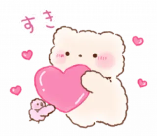 🎀 すき mignon, ours, coeur, amour, kawaii, rose whatsapp sticker