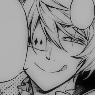 🎭 Anime, Manga, Charakter, Grinsen, Brille, Schwarzweiß telegram sticker