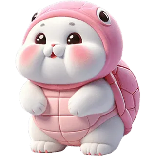 🥹 mignon, animal, tortue, dessin animé, kawaii, rose, lapin, hybride whatsapp sticker
