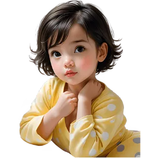 😳 criança, bebê, retrato, menina, fofo, ilustração telegram sticker