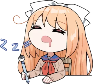 😪 zzz sonolento, anime, chibi, fofo, dormindo, cansado telegram sticker