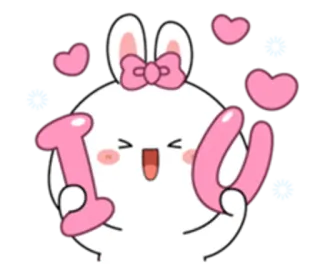 😳 I U thỏ, tình yêu, trái tim, dễ thương, hoạt hình telegram sticker