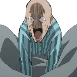 😱 Saitama One-Punch Man Аниме, Сайтама, В шоке, Напуган, Герой telegram sticker