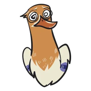 🤩 pájaro, dibujo animado, pato, tonto, animal, mareado whatsapp sticker