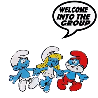 👨 WELCOME INTO THE GROUP Puffi, gruppo, cartoni animati, saluto telegram sticker