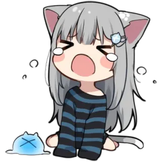 😭 anime, cat girl, crying, sad, kawaii, sticker telegram sticker