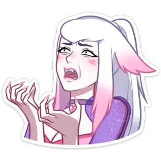 😱 Anime, Dessin animé, Femme, Fille, Choquée, Expression, Kawaii, Sticker whatsapp sticker
