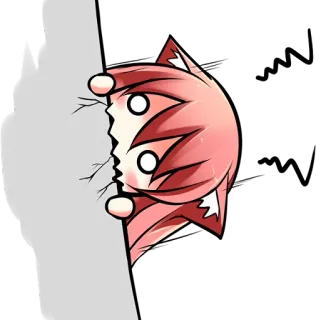 👀 кот, аниме, каваий, манга, милый, стена, разбить telegram sticker